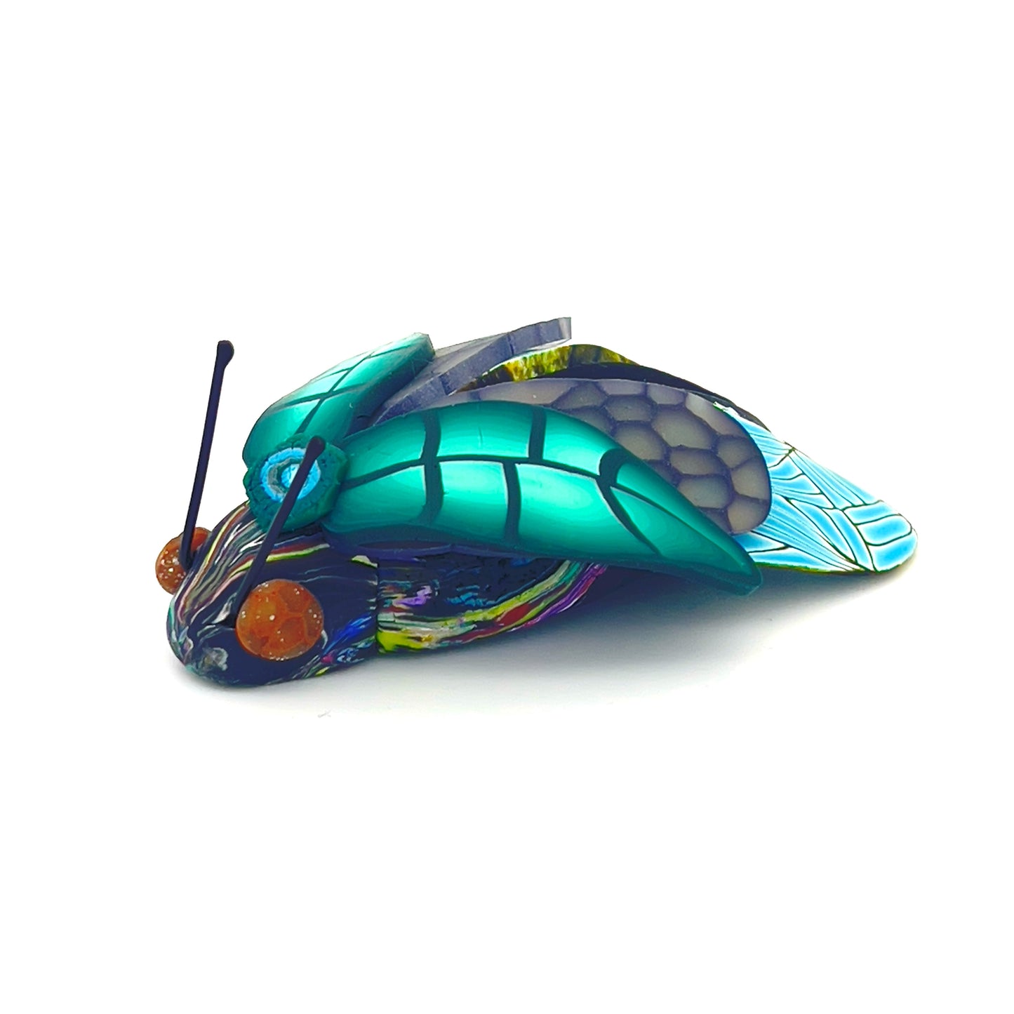 Handcrafted polymer bugs by Pat Ellis