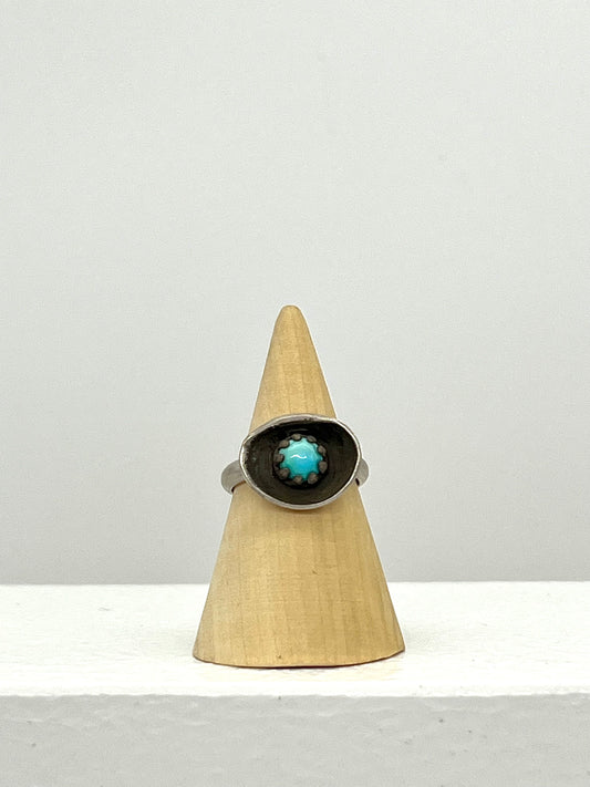 Handcrafted Ring - Folded Shadow with Blue Turquoise