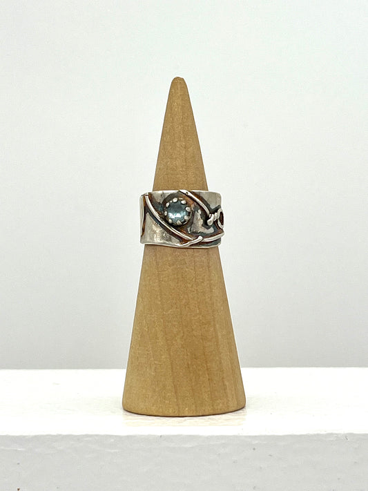 Handcrafted Ring - Fusion Aquamarine Rose Cut Round