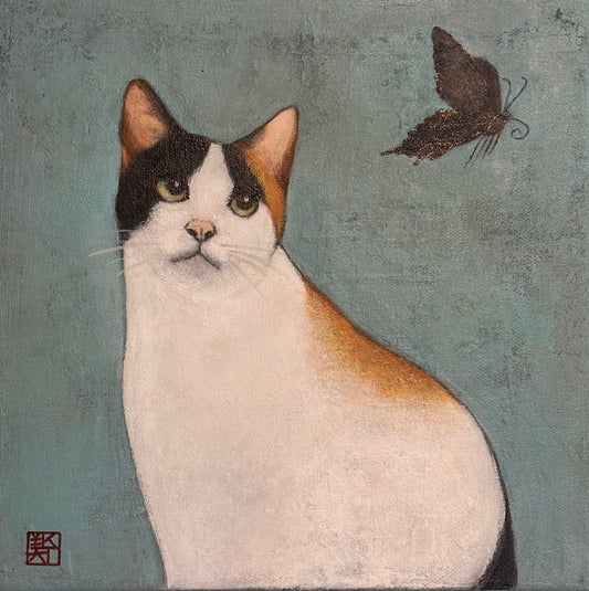 Calico Cat and Butterfly