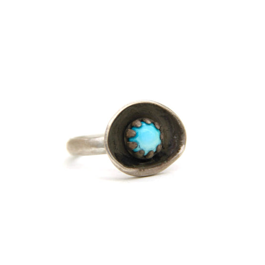 Folded Shadow Blue Turquoise Sterling Silver Ring by Suzy Gardner