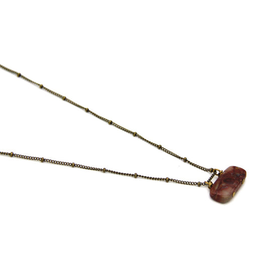 Rectangle Umber Colored Stone and Bronze Necklace by JStar