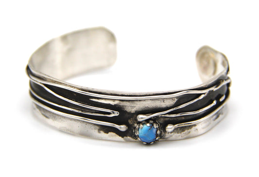 Fusion Heavy bracelet w 6mm Golden Hills Turquoise from Kazakhstan